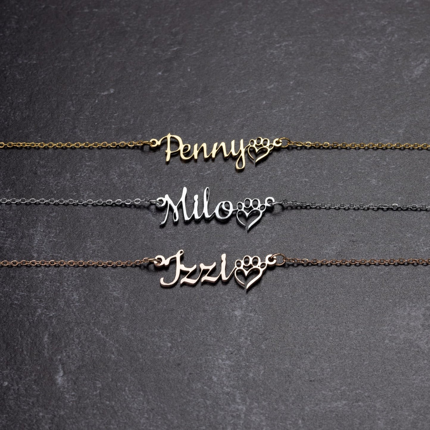 Personalized Pawprint Dog Name Necklace