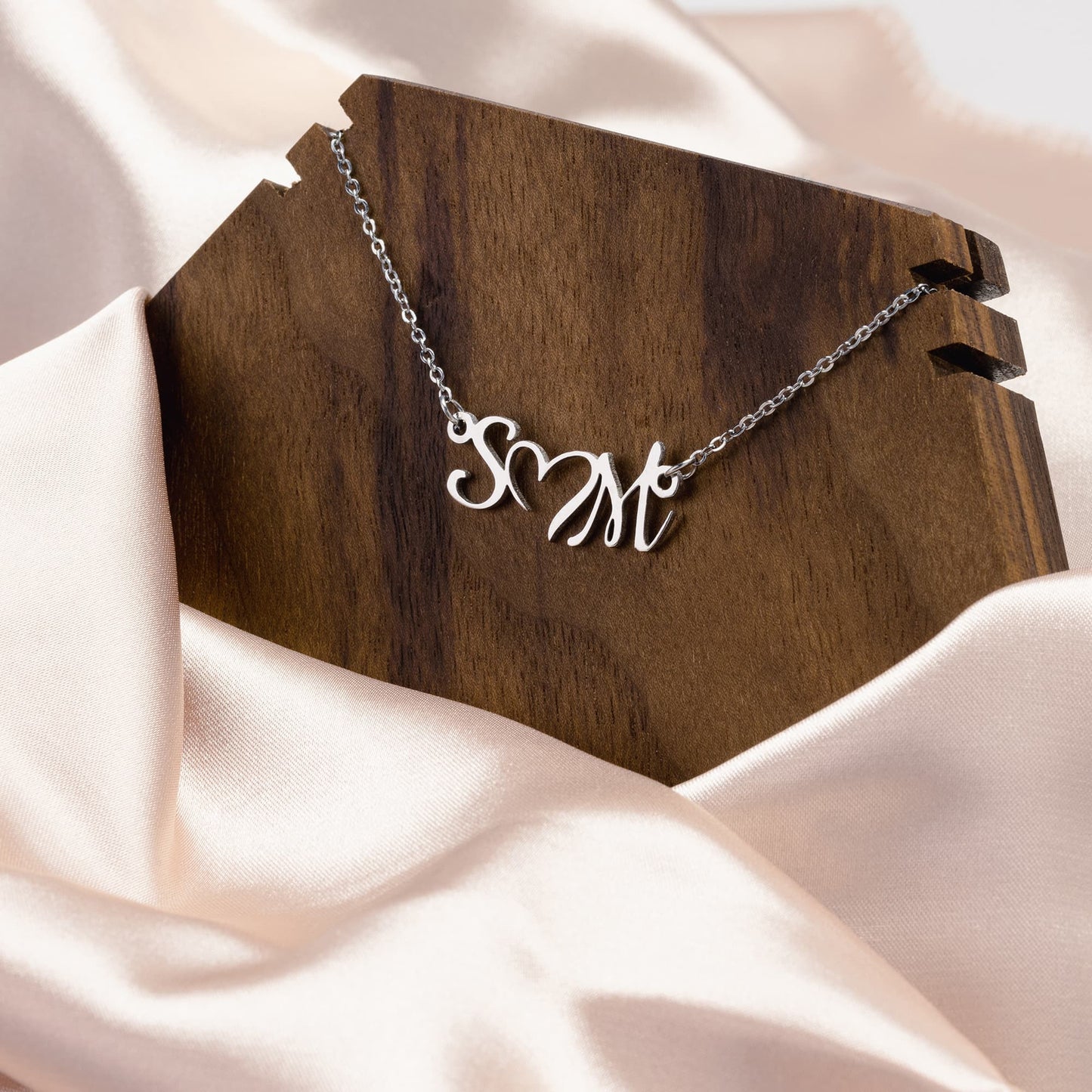Personalized Double Initial Heart Necklace