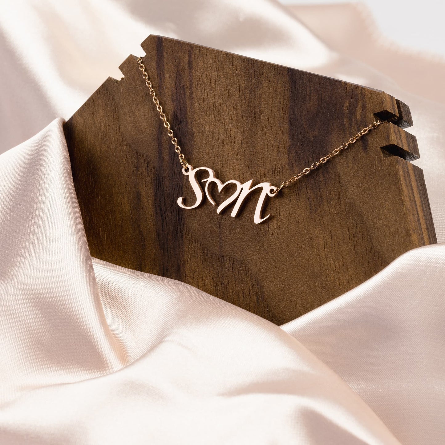 Personalized Double Initial Heart Necklace