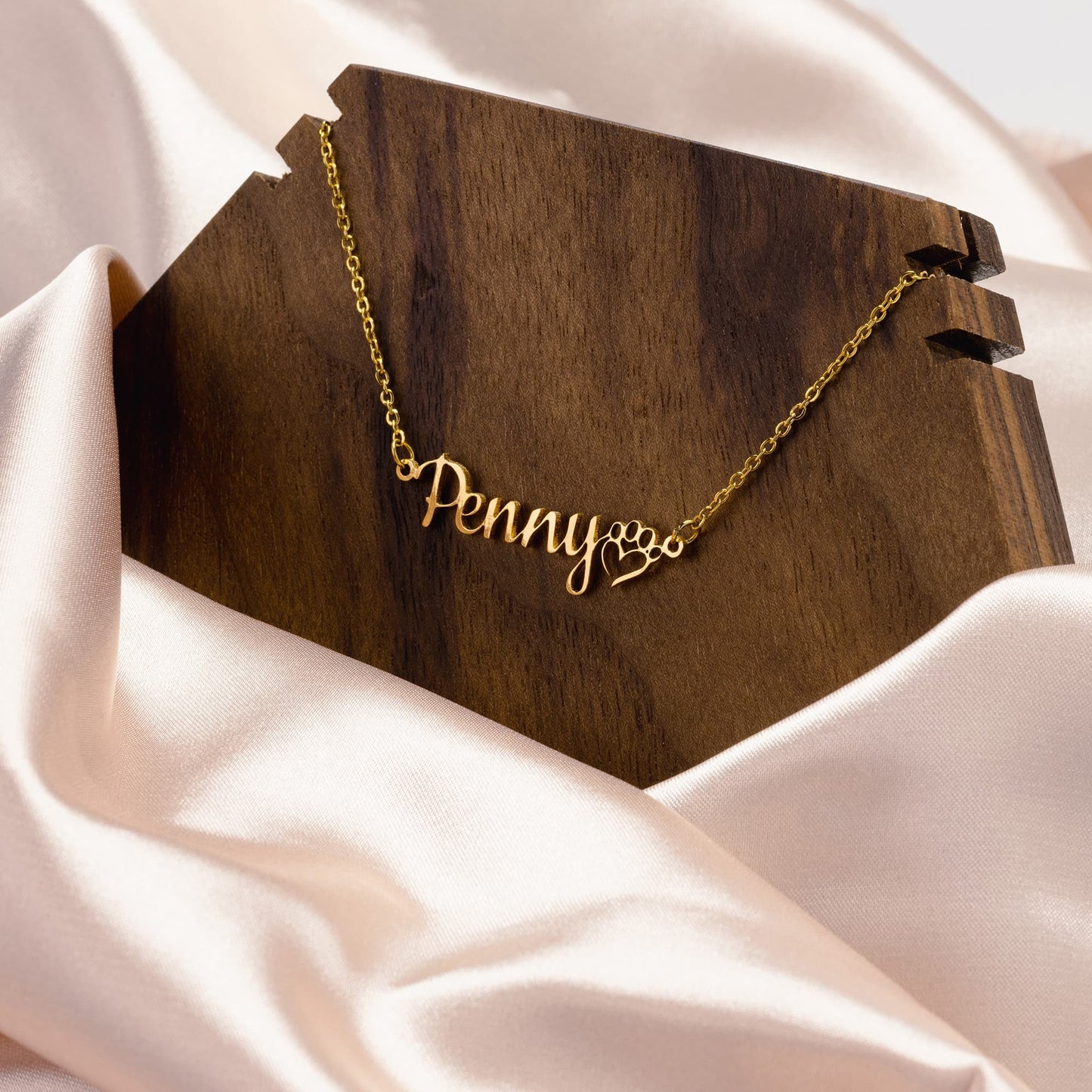 Personalized Pawprint Dog Name Necklace