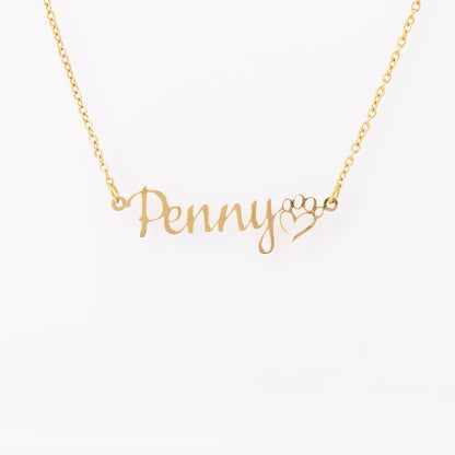 Personalized Pawprint Dog Name Necklace