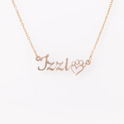 Personalized Pawprint Dog Name Necklace