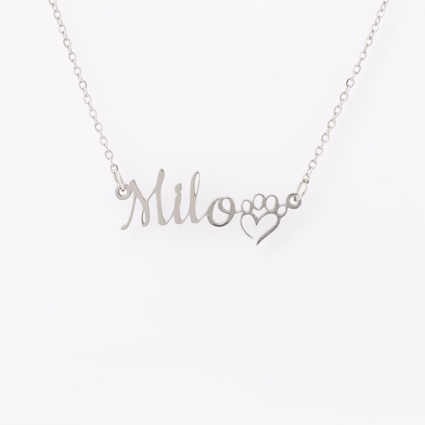 Personalized Pawprint Dog Name Necklace