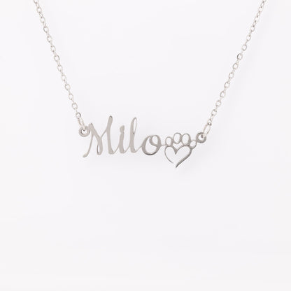 Personalized Pawprint Dog Name Necklace