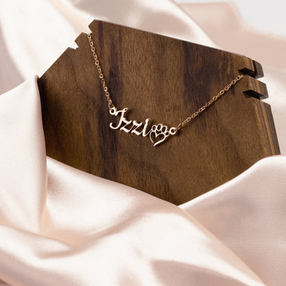 Personalized Pawprint Dog Name Necklace