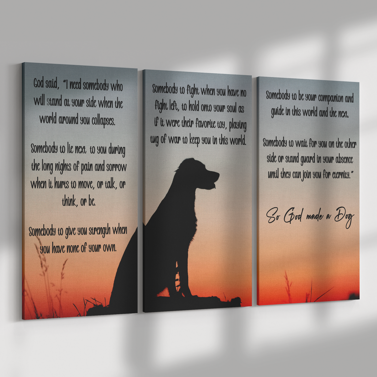 So God Made a Dog 3-Piece Canvas Wall Art Set