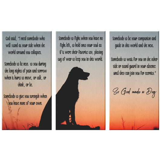 So God Made a Dog 3-Piece Canvas Wall Art Set
